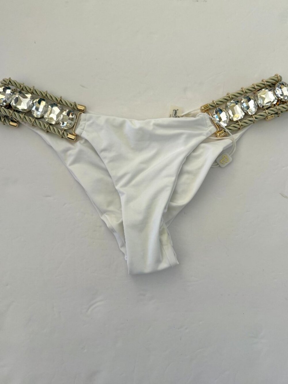 NWT Beach Bunny hailey Bikini Bottom Rope and Chrystal Design